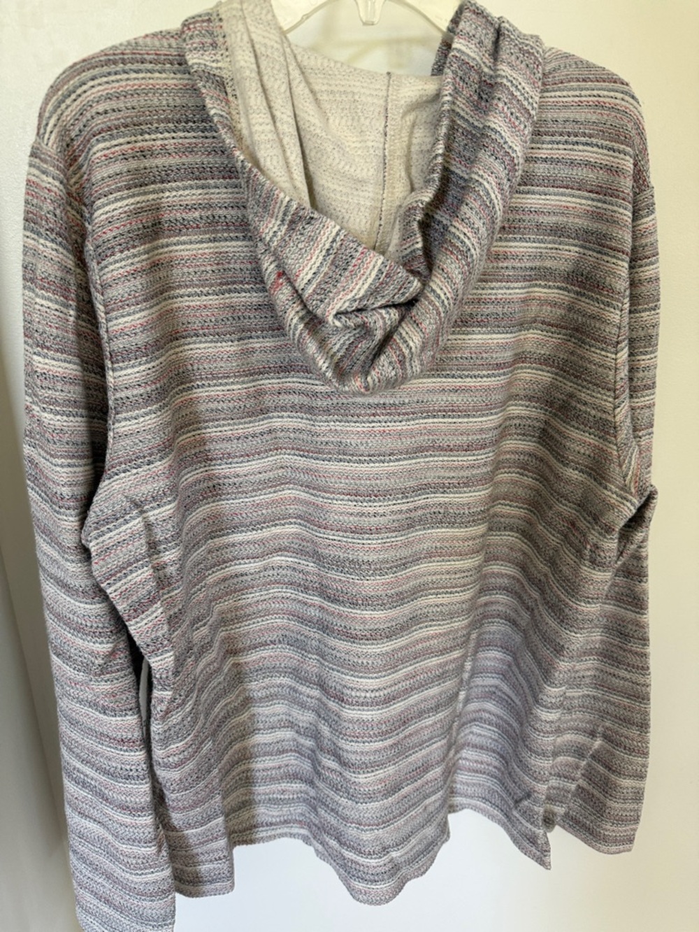 Marine Layer Striped Knit Hoodie in Gray and Cream - Picture 6 of 7
